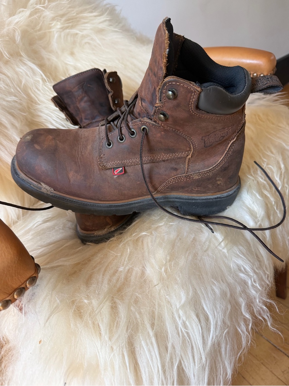 Red Wing Shoes Brown Leather Work Boots - Lace-Up Men’s Safety Boots